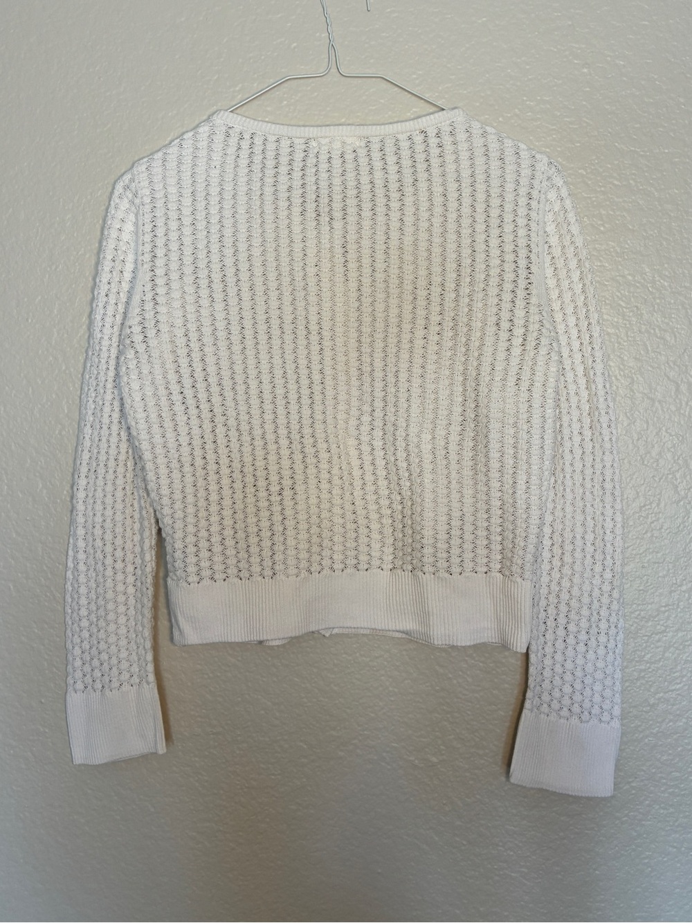 Maison Jules XS White Button Knit Cropped Cardigan 100% Cotton Y2K Festival 2000 - Picture 2 of 7